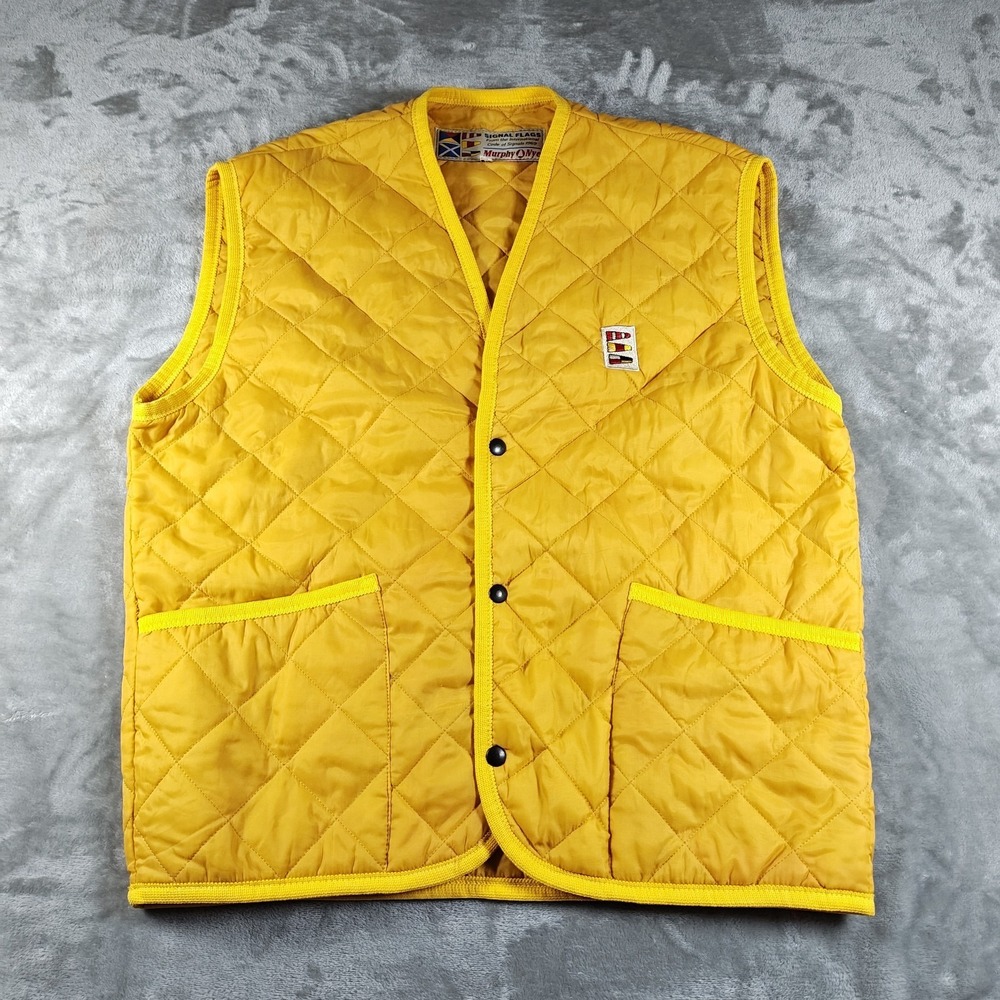 Vintage Murphy Nye Vest Mens Large Quilted Sailing Nautical Signal Jacket Snap